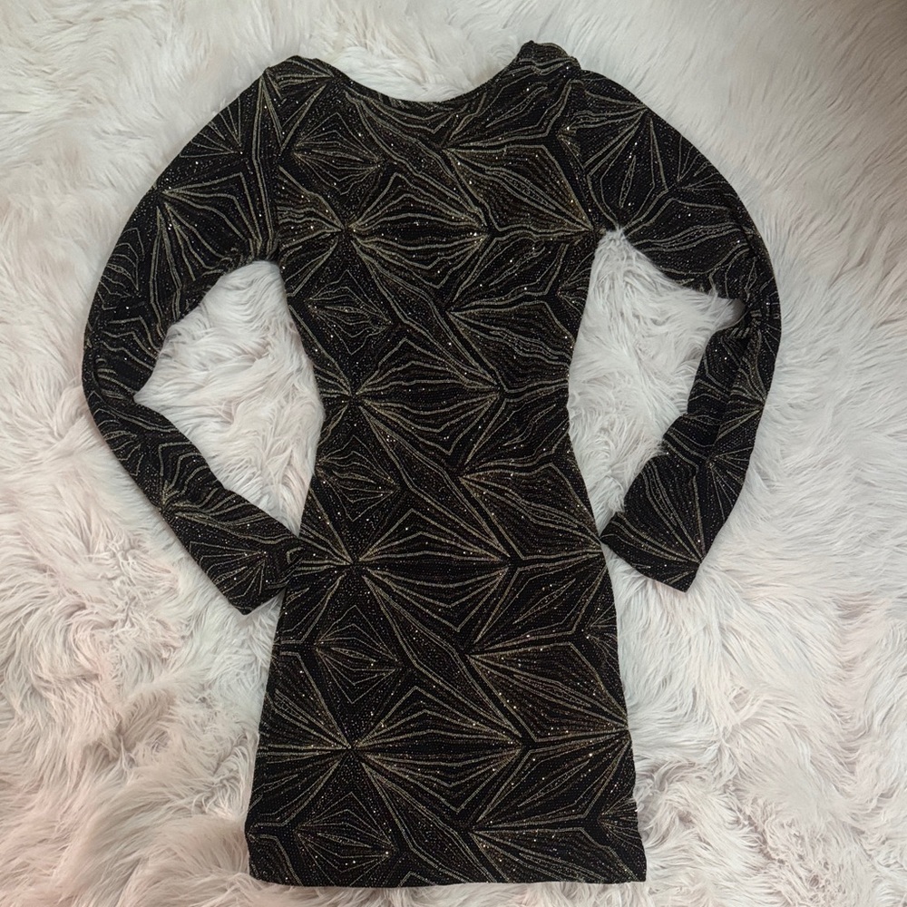 Windsor Black and Gold Mini Dress